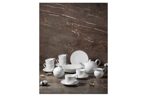 Сервиз чайный Decor de table Плиссе на 6 персон 21 предмет, фарфор костяной, п/к