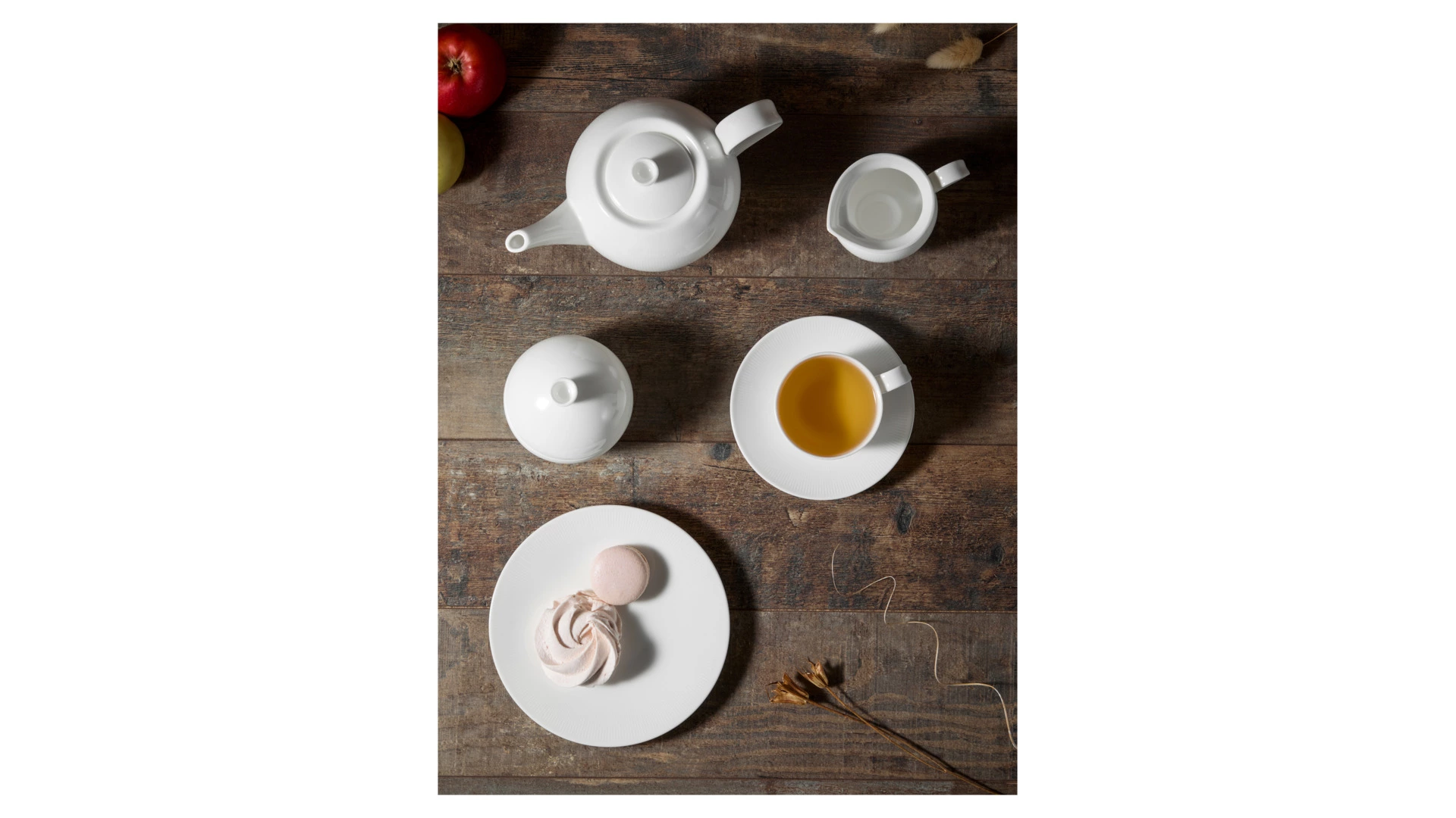 Сервиз чайный Decor de table Плиссе на 6 персон 21 предмет, фарфор костяной, п/к