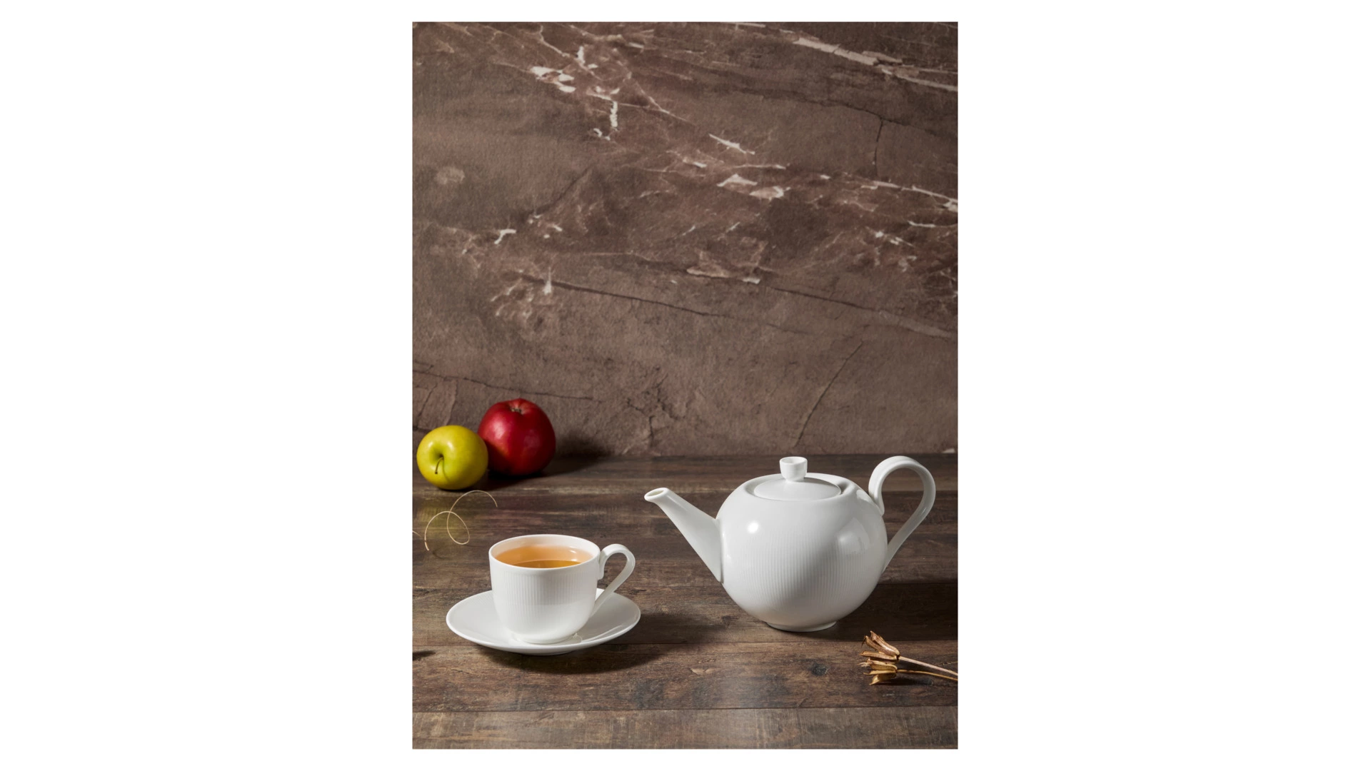 Сервиз чайный Decor de table Плиссе на 6 персон 21 предмет, фарфор костяной, п/к