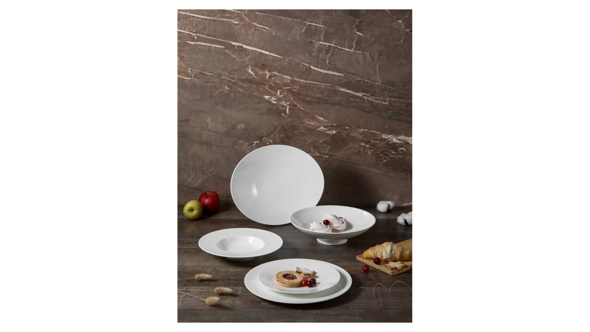 Сервиз столовый Decor de table Плиссе на 6 персон 20 предметов, фарфор костяной, п/к