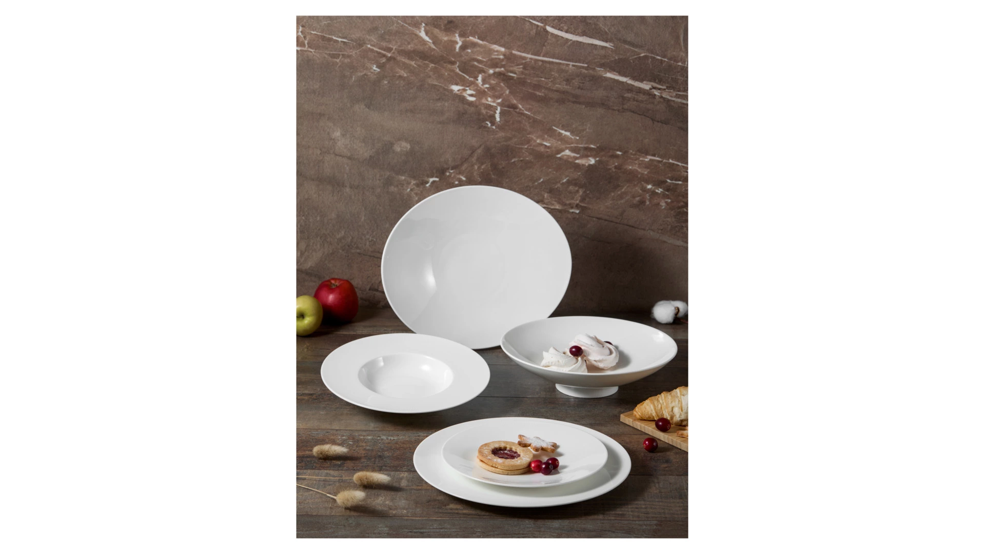 Сервиз столовый Decor de table Плиссе на 6 персон 20 предметов, фарфор костяной, п/к