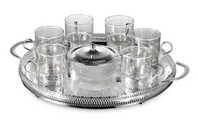 Набор для чая Queen Anne: сахарница, ложка, 6 стаканов с подстаканниками, сталь, стекло