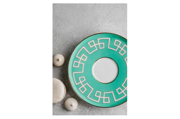 Чашка чайная с блюдцем Decor de table Винтаж Магнолия 240 мл, фарфор костяной, мятная, п/к
