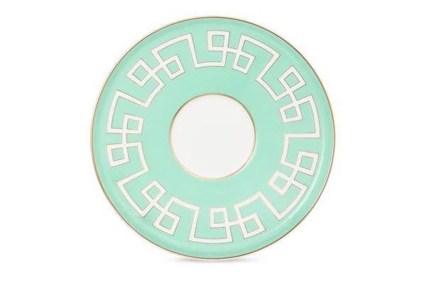 Чашка чайная с блюдцем Decor de table Винтаж Магнолия 240 мл, фарфор костяной, мятная, п/к