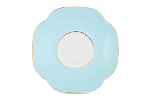 Чашка чайная с блюдцем Decor de table Винтаж Ирисы 250 мл, фарфор костяной, голубая, п/к
