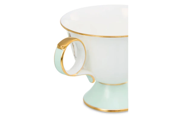 Чашка чайная с блюдцем Decor de table Винтаж Сакура 250 мл, фарфор костяной, голубая, п/к