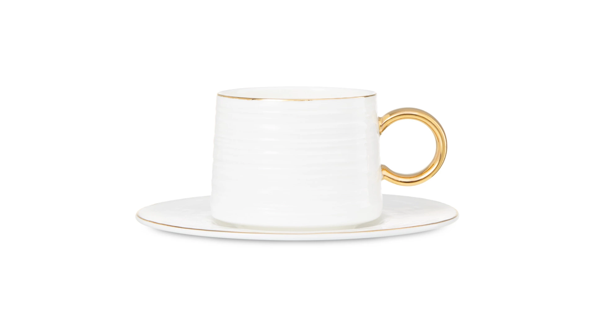 Набор чашек кофейных с блюдцем Decor de table Винтаж 90 мл, 2 шт, фарфор костяной, золотой кант, п/к