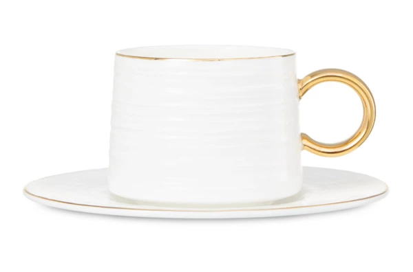 Набор чашек кофейных с блюдцем Decor de table Винтаж 90 мл, 2 шт, фарфор костяной, золотой кант, п/к