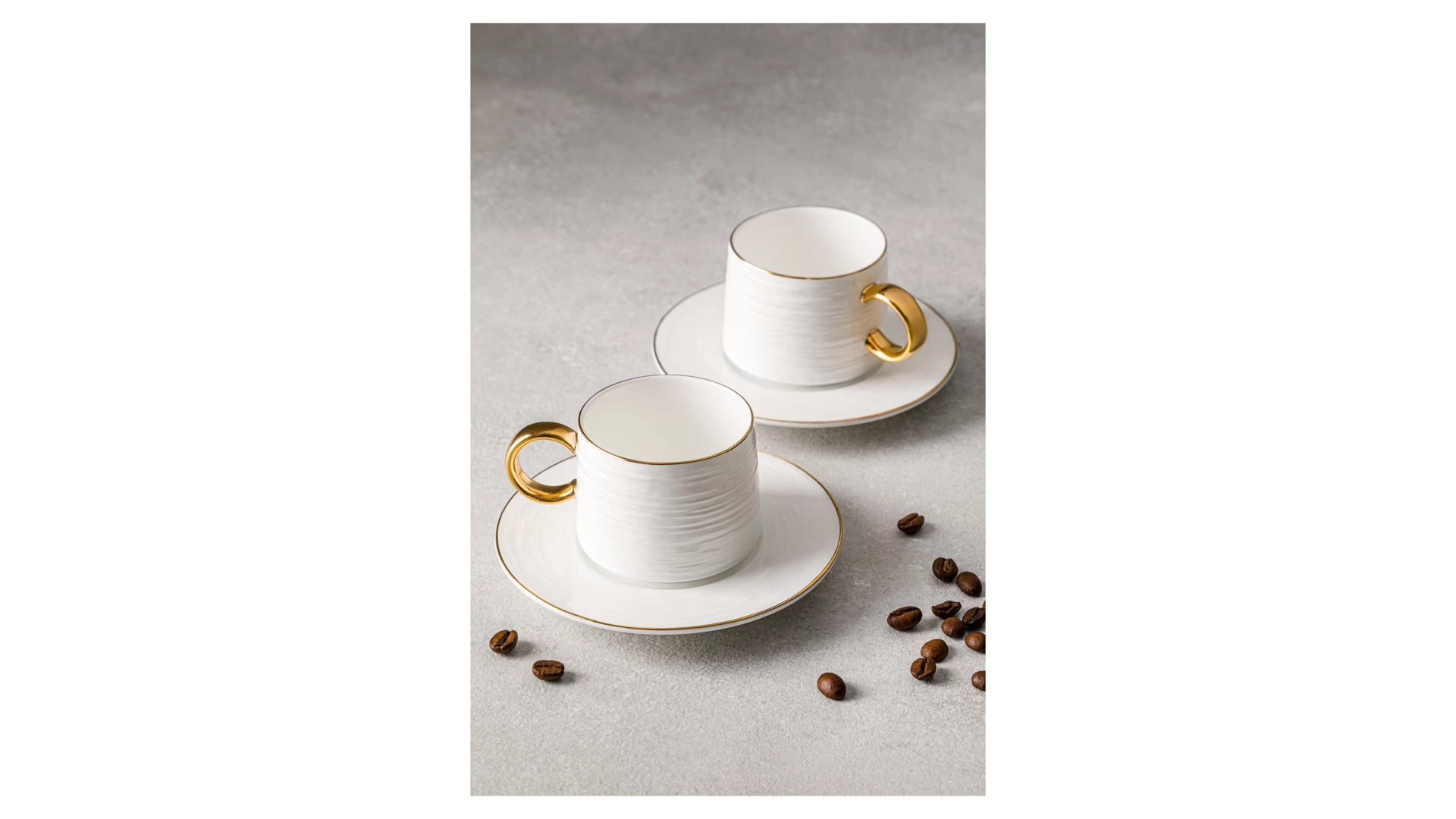 Набор чашек кофейных с блюдцем Decor de table Винтаж 90 мл, 2 шт, фарфор костяной, золотой кант, п/к