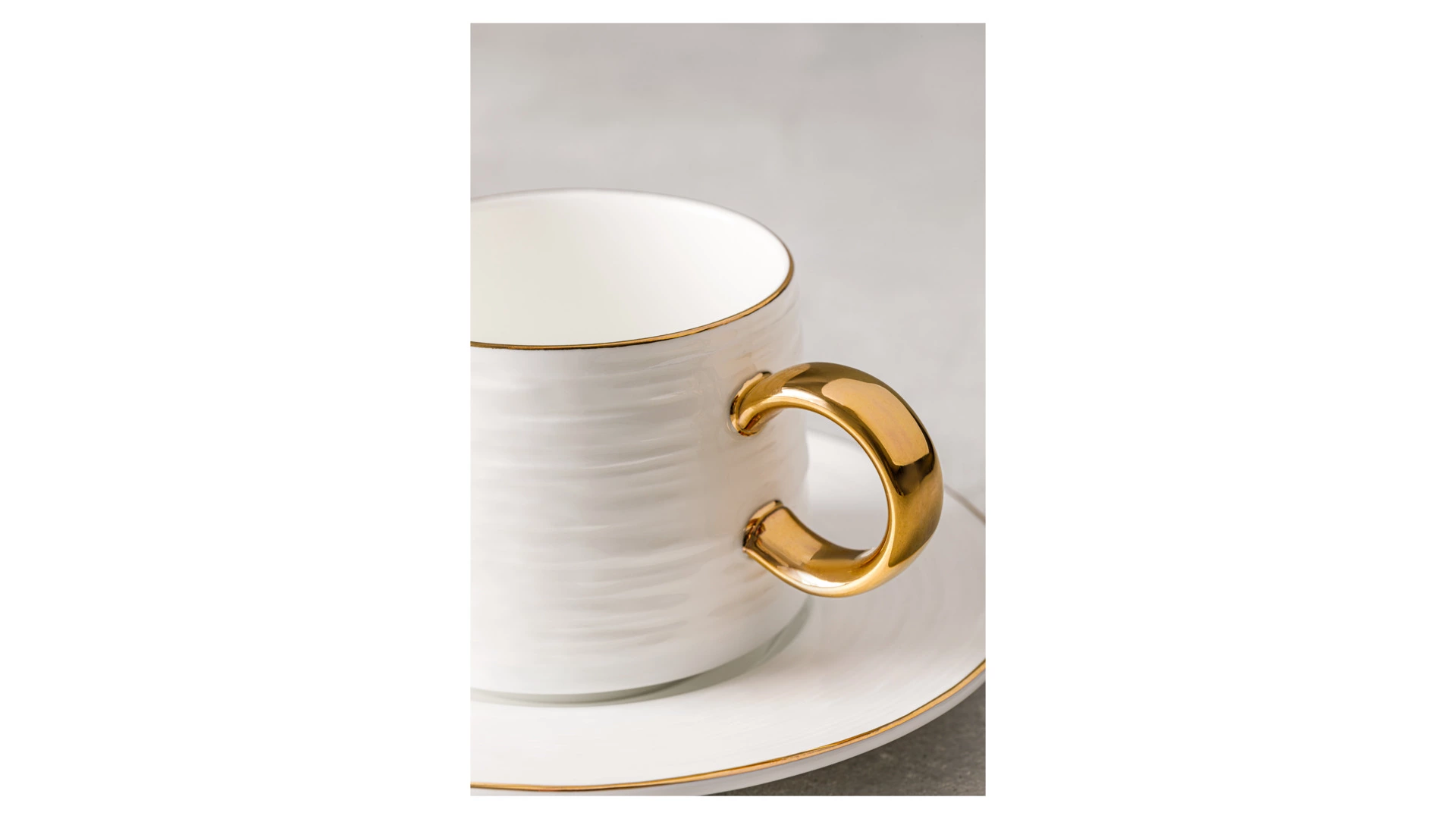 Набор чашек кофейных с блюдцем Decor de table Винтаж 90 мл, 2 шт, фарфор костяной, золотой кант, п/к