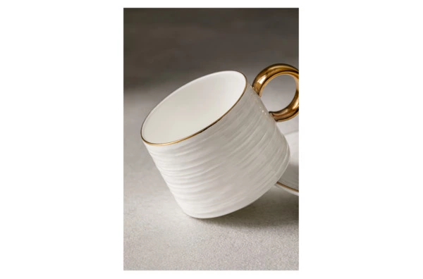 Набор чашек кофейных с блюдцем Decor de table Винтаж 90 мл, 2 шт, фарфор костяной, золотой кант, п/к