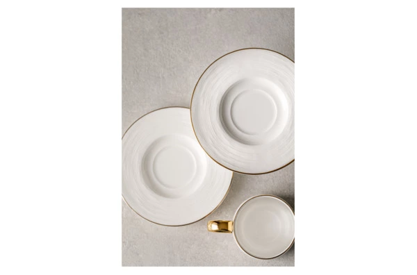 Набор чашек кофейных с блюдцем Decor de table Винтаж 90 мл, 2 шт, фарфор костяной, золотой кант, п/к