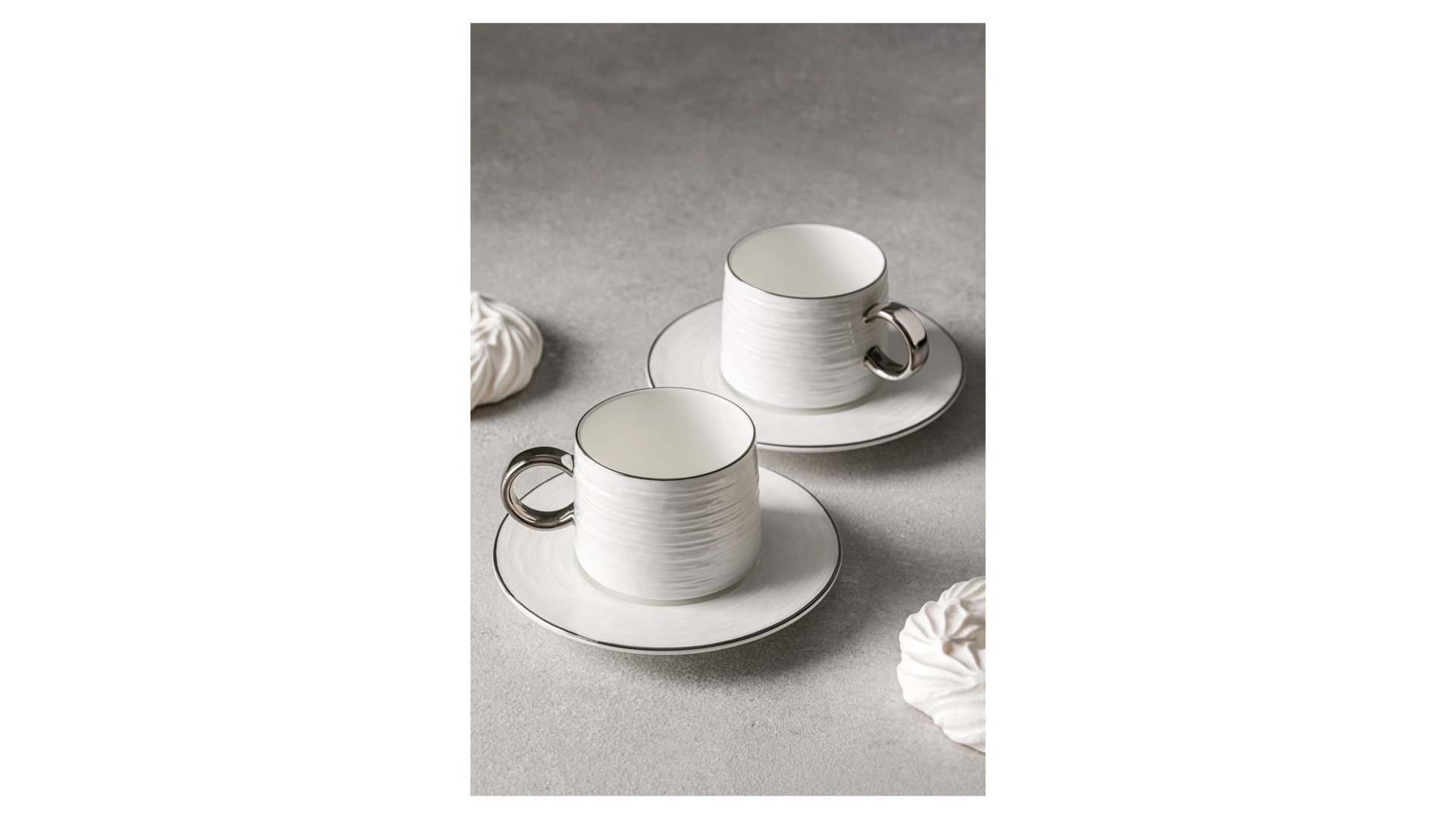 Набор чашек кофейных с блюдцем Decor de table Винтаж 90 мл, 2 шт, фарфор костяной, платин кант, п/к