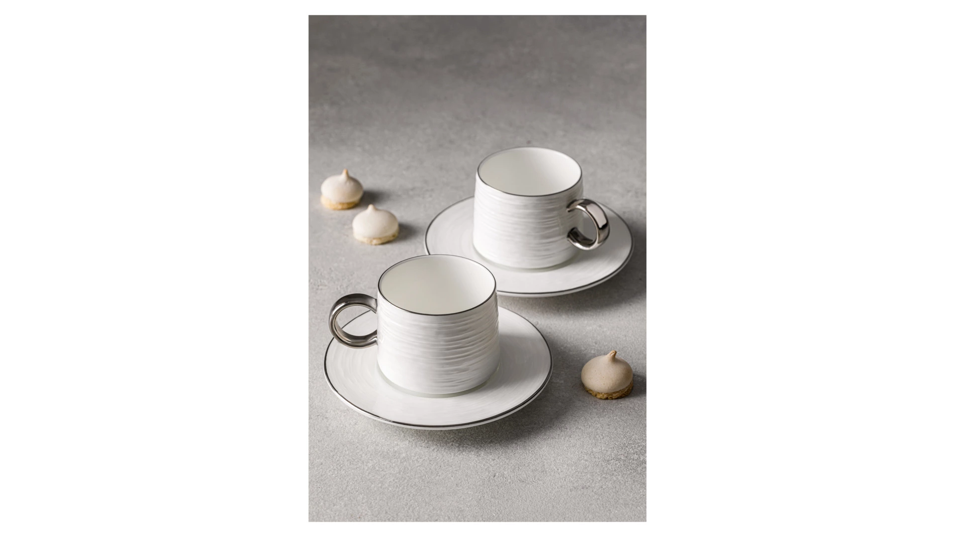 Набор чашек кофейных с блюдцем Decor de table Винтаж 90 мл, 2 шт, фарфор костяной, платин кант, п/к