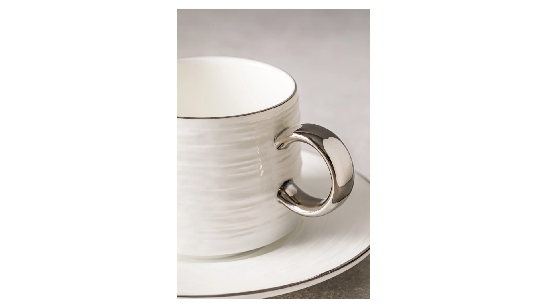 Набор чашек кофейных с блюдцем Decor de table Винтаж 90 мл, 2 шт, фарфор костяной, платин кант, п/к