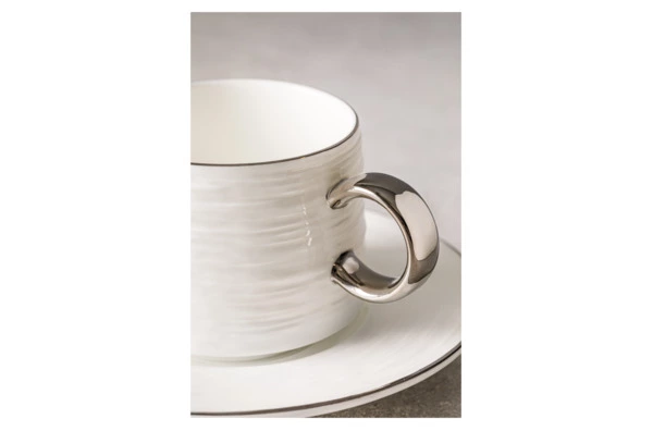 Набор чашек кофейных с блюдцем Decor de table Винтаж 90 мл, 2 шт, фарфор костяной, платин кант, п/к