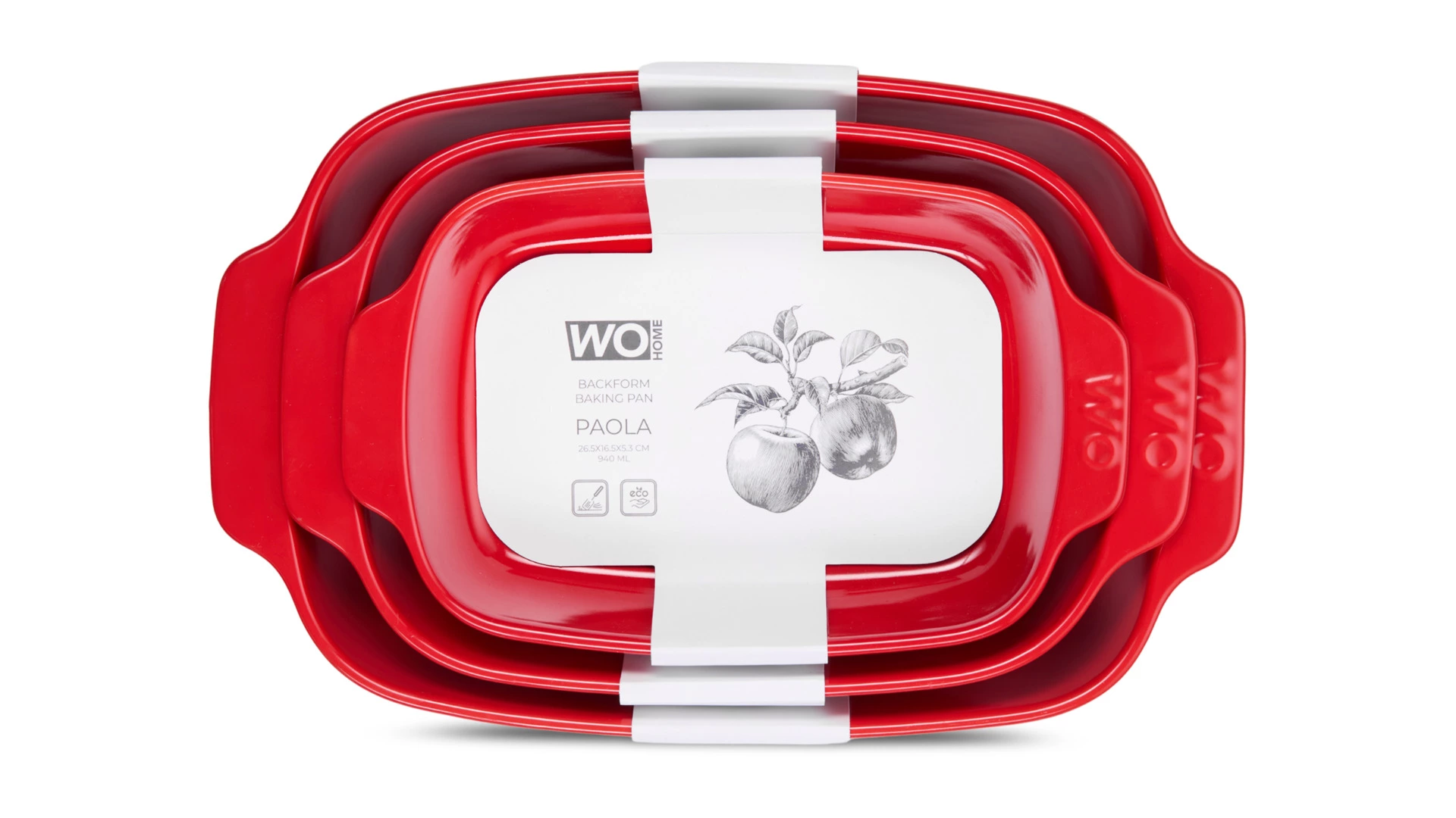 Форма для запекания WO HOME Paola 26,5х16,5x5,3 см, 940 мл, жаропрочная керамика, красная