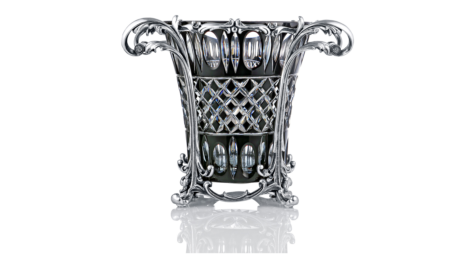 Ведро под шампанское Cluev Decor 33х44х37 см, хрусталь, черно-прозрачное, бронза, серебрение, п/к