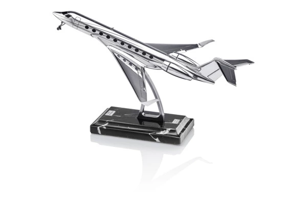 Статуэтка Cluev Decor Самолет GULFSTREAM G700 29х28х20 см 1355,07 г, серебро 925, мрамор, п/к