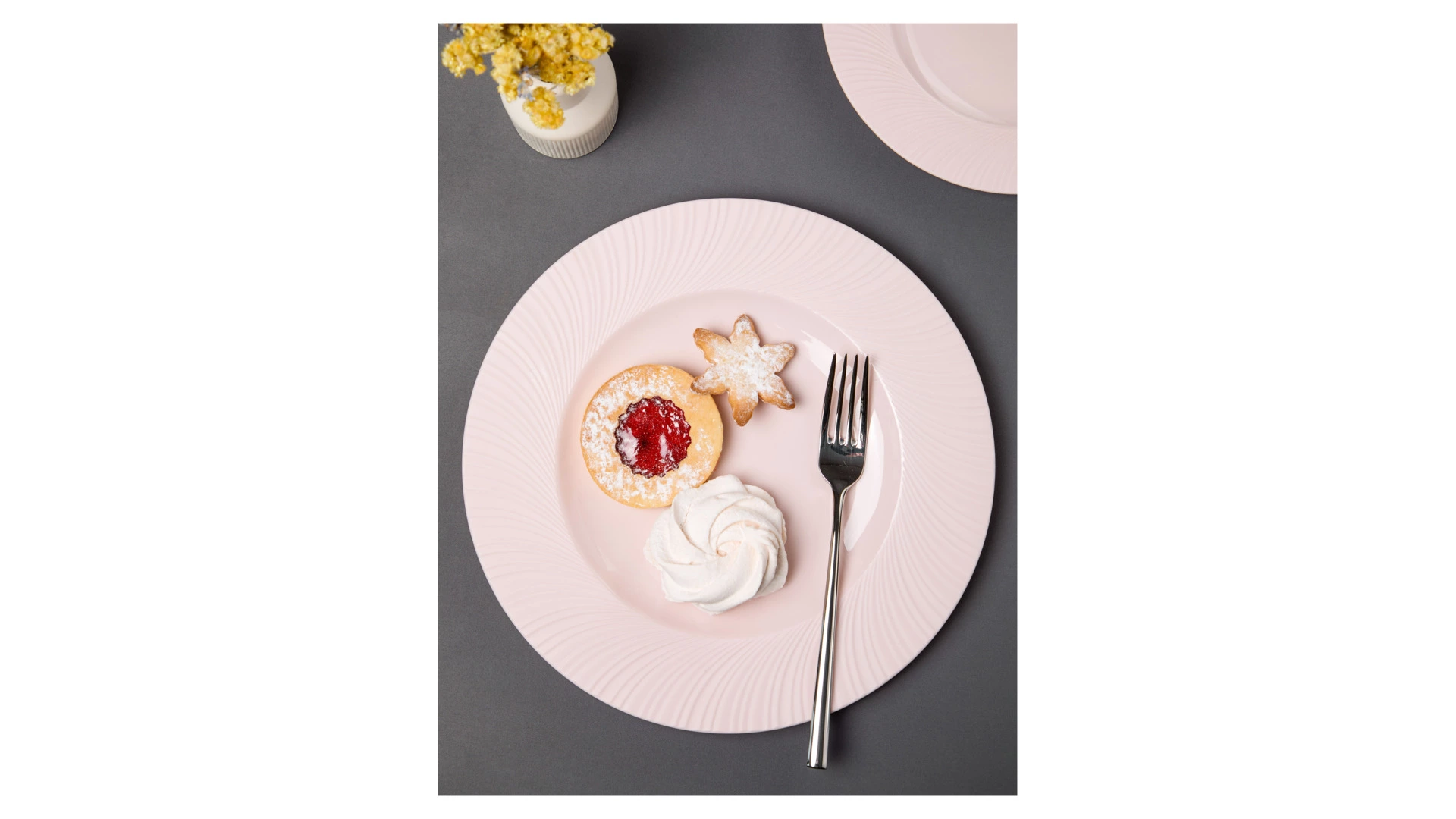 Сервиз чайно-столовый Decor de table Рассвет на 1 персону 4 предмета, рельеф, фарфор, розовый