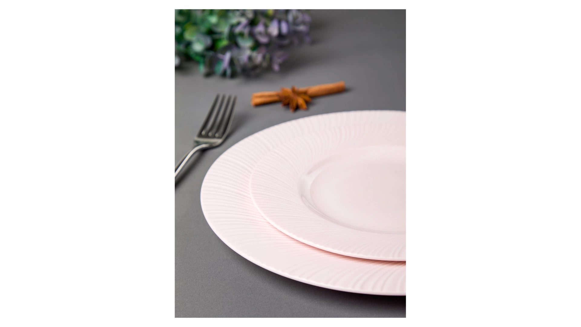 Сервиз чайно-столовый Decor de table Рассвет на 1 персону 4 предмета, рельеф, фарфор, розовый