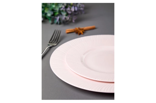 Сервиз чайно-столовый Decor de table Рассвет на 1 персону 4 предмета, рельеф, фарфор, розовый