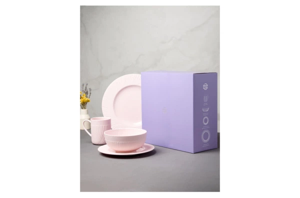 Сервиз чайно-столовый Decor de table Рассвет на 1 персону 4 предмета, рельеф, фарфор, розовый