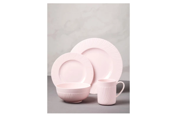 Сервиз чайно-столовый Decor de table Рассвет на 1 персону 4 предмета, рельеф, фарфор, розовый
