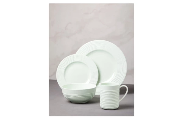 Сервиз чайно-столовый Decor de table Волна на 1 персону 4 предмета, рельеф, фарфор, мятный