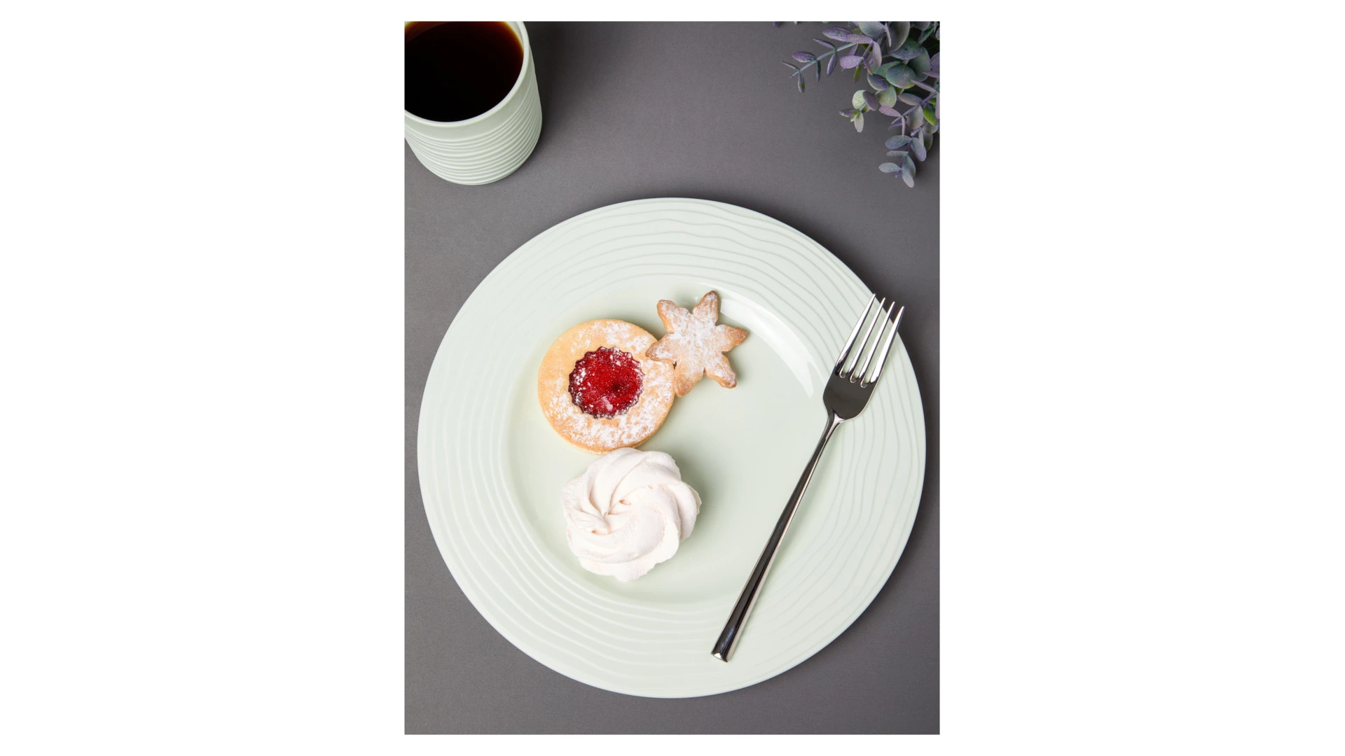 Сервиз чайно-столовый Decor de table Волна на 1 персону 4 предмета, рельеф, фарфор, мятный