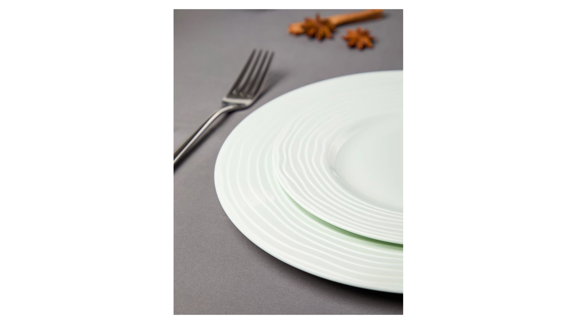 Сервиз чайно-столовый Decor de table Волна на 1 персону 4 предмета, рельеф, фарфор, мятный