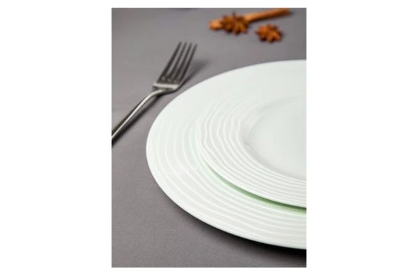 Сервиз чайно-столовый Decor de table Волна на 1 персону 4 предмета, рельеф, фарфор, мятный