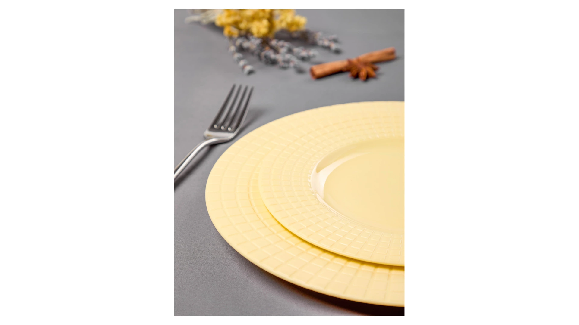 Сервиз чайно-столовый Decor de table Луч на 1 персону 4 предмета, рельеф, фарфор, желтый