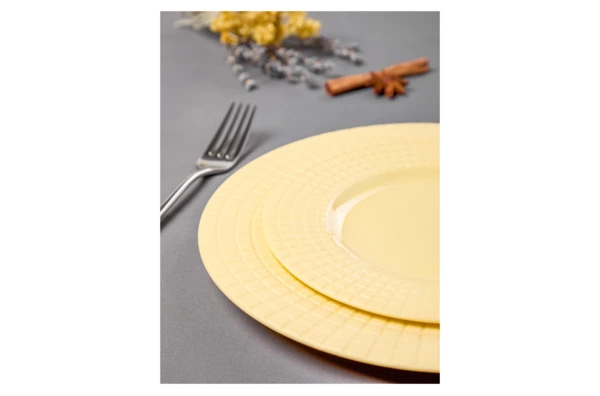 Сервиз чайно-столовый Decor de table Луч на 1 персону 4 предмета, рельеф, фарфор, желтый