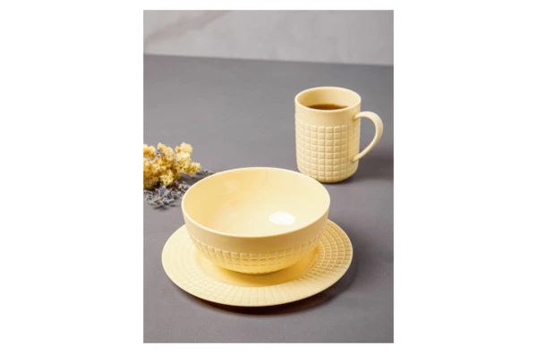 Сервиз чайно-столовый Decor de table Луч на 1 персону 4 предмета, рельеф, фарфор, желтый