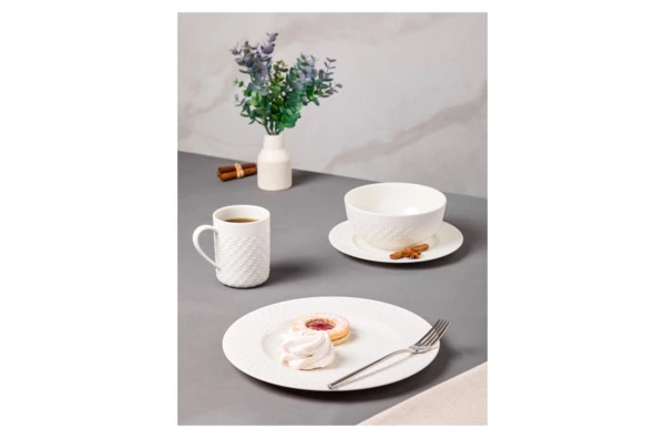 Сервиз чайно-столовый Decor de table Капля на 1 персону 4 предмета, рельеф, фарфор, белый