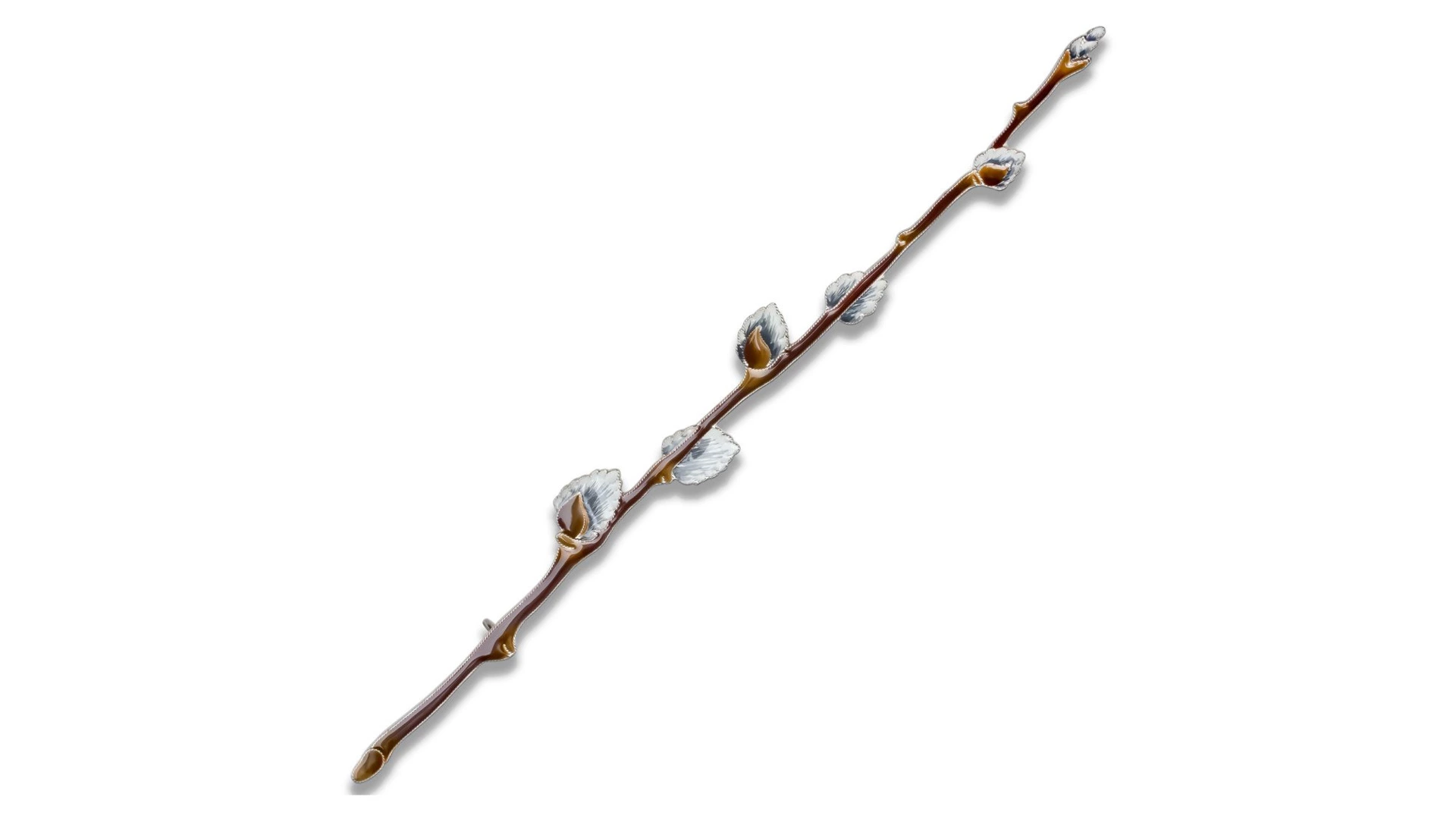 Брошь Русские самоцветы Верба 10,9 г, серебро 925