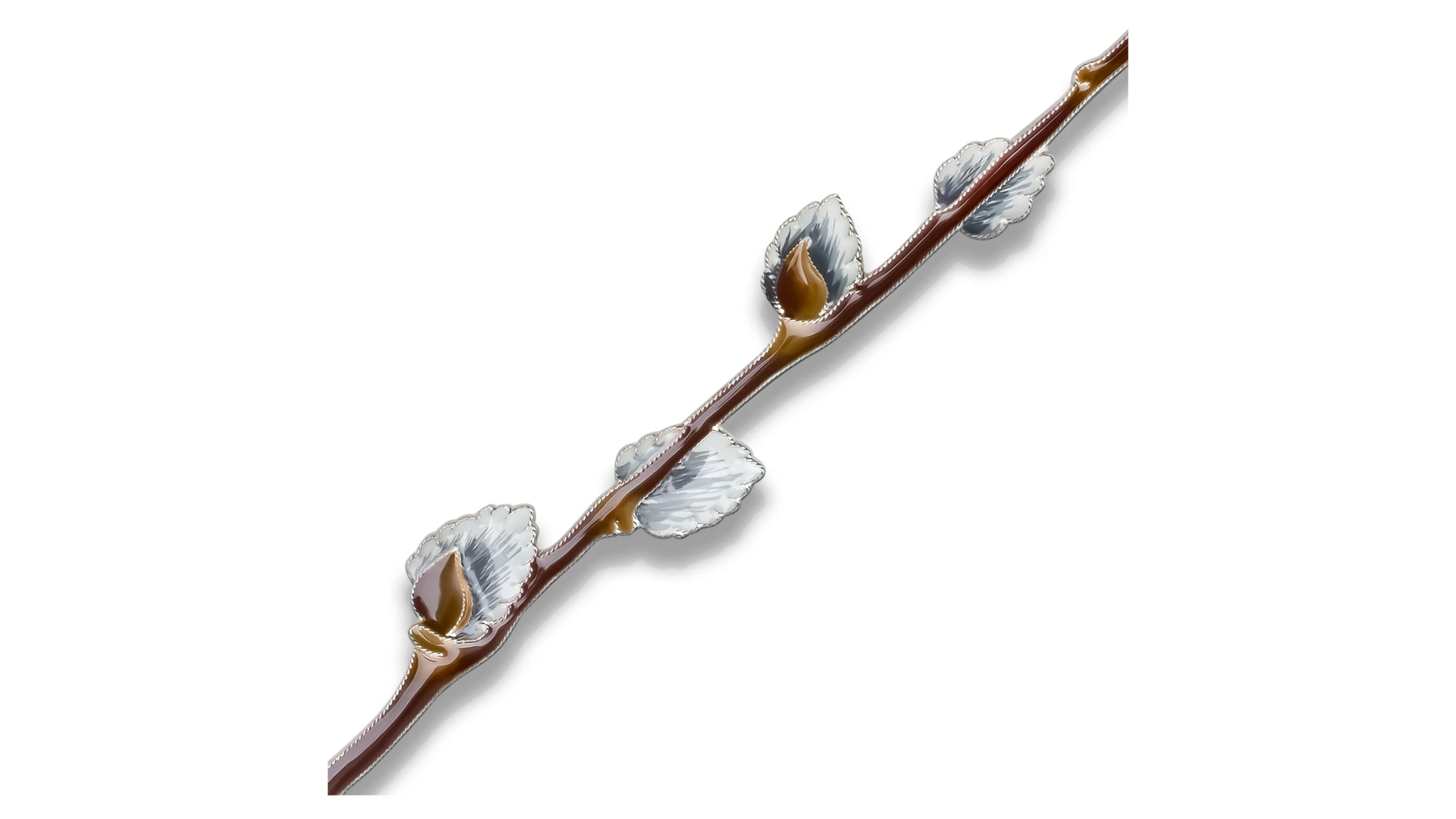 Брошь Русские самоцветы Верба 10,9 г, серебро 925