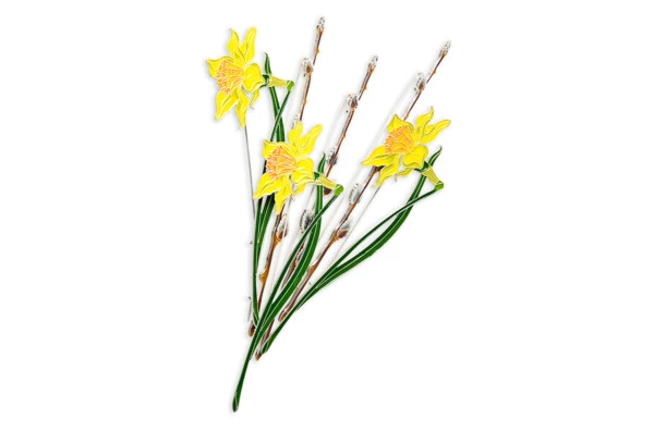 Брошь Русские самоцветы Верба 10,9 г, серебро 925