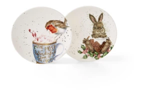 Набор тарелок пирожковых Royal Worcester Забавная фауна Робин и Банни 16,5 см, фарфор костяной