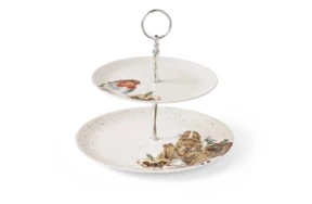 Блюдо двухъярусное Royal Worcester Забавная фауна Робин и Банни 26,7 см, фарфор костяной