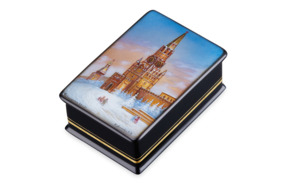 Шкатулка для хранения Федоскино Спасская башня 10х6х4 см, папье-маше