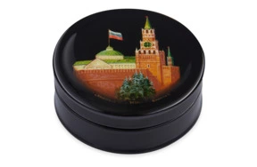 Шкатулка для хранения Федоскино Кремль 8х3 см, папье-маше