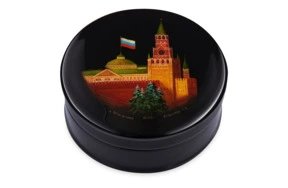 Шкатулка для хранения Федоскино Кремль 8х3 см, папье-маше