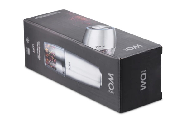 Мельница электрическая для соли и перца WO HOME Loft 19,5 см, подсветка, зарядка USB, п/к
