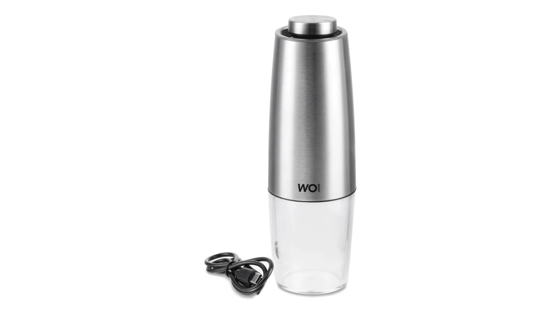 Мельница электрическая для соли и перца WO HOME Loft 19,5 см, подсветка, зарядка USB, п/к