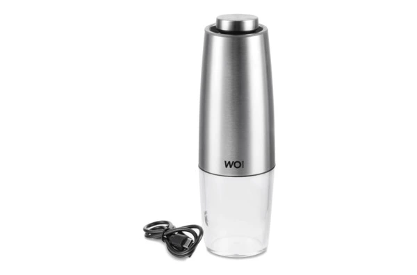 Мельница электрическая для соли и перца WO HOME Loft 19,5 см, подсветка, зарядка USB, п/к