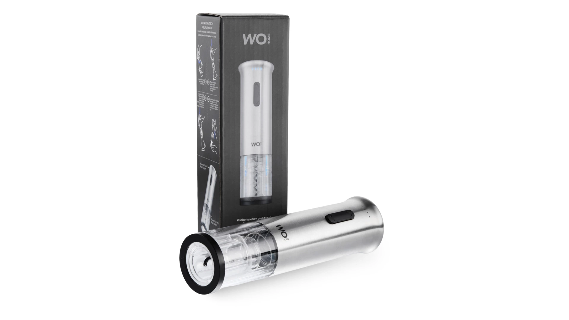 Штопор электрический WO HOME Loft, 19 см, зарядка USB, п/к