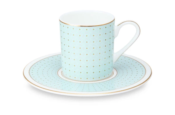 Набор чашек кофейных с блюдцами Decor de table Бирюза 100 мл, 2 шт, фарфор костяной, п/к на магните