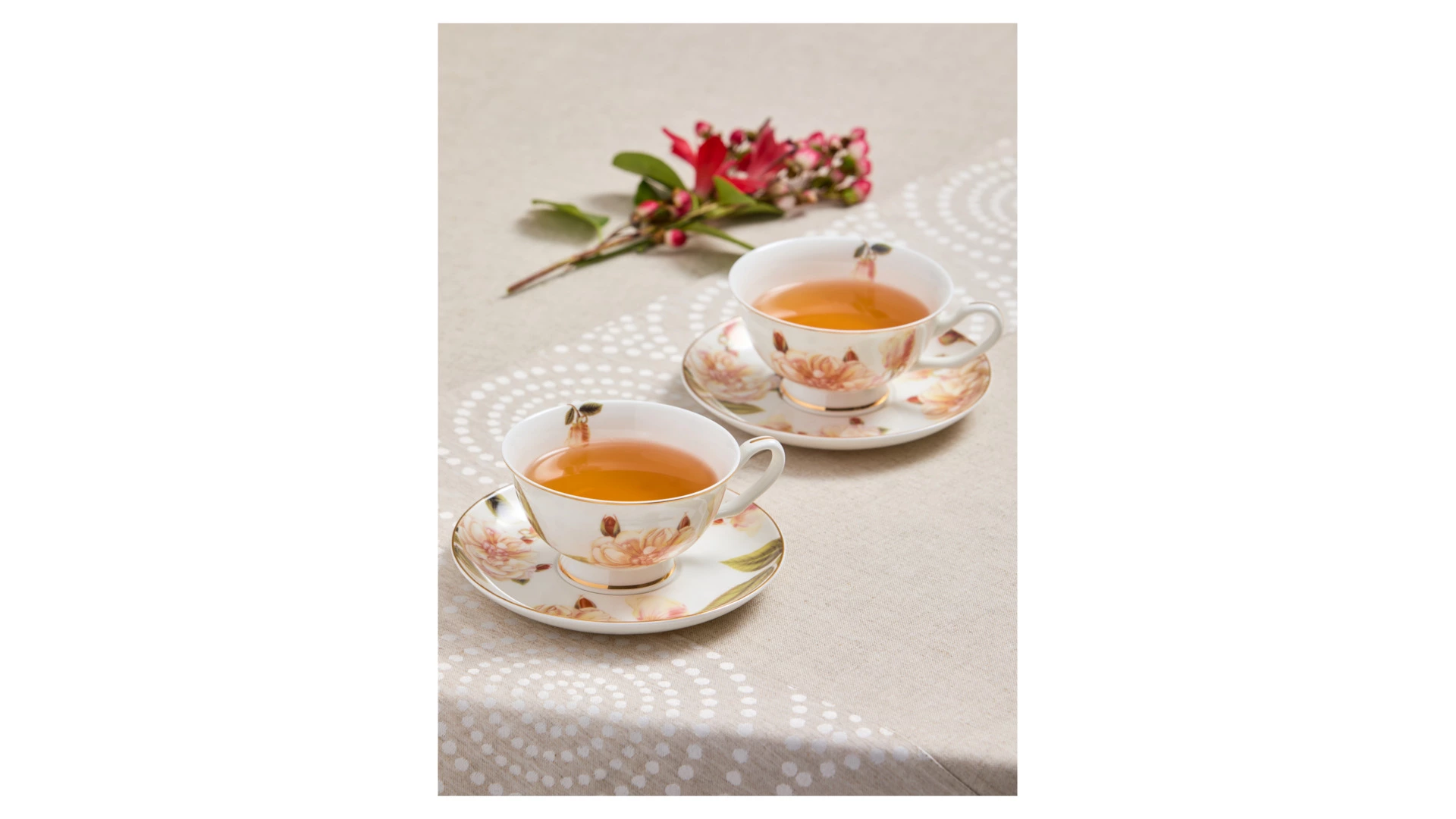 Набор чашек чайных с блюдцем Decor de table Флёр д'Ор 220 мл, 2 шт, фарфор костяной, п/к